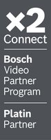 x2 Connect Bosch Video Partner Program Platin Partner Logo auf grauem Hintergrund